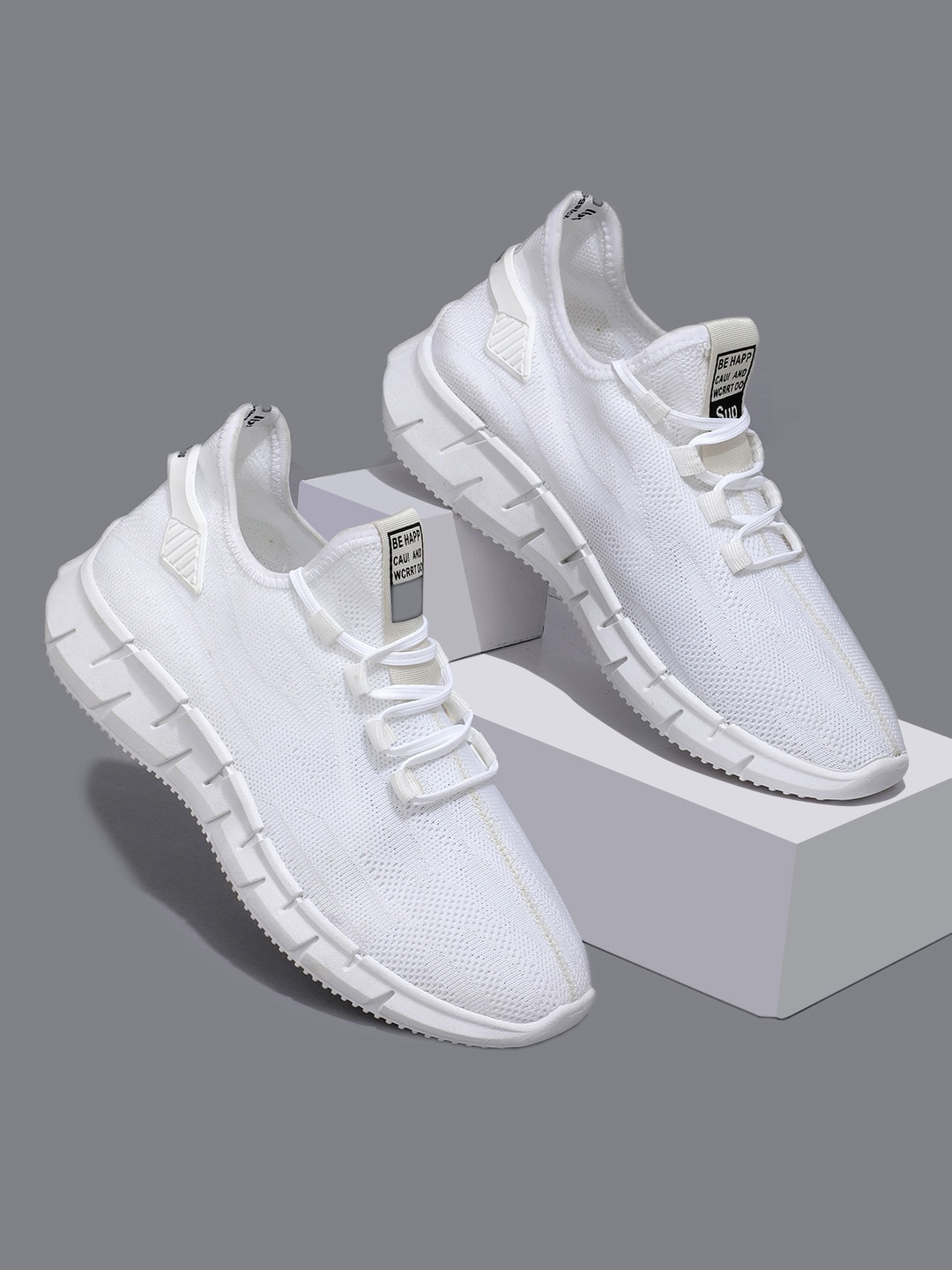

RapidBox Men Textured Mesh Basics Sneakers, White