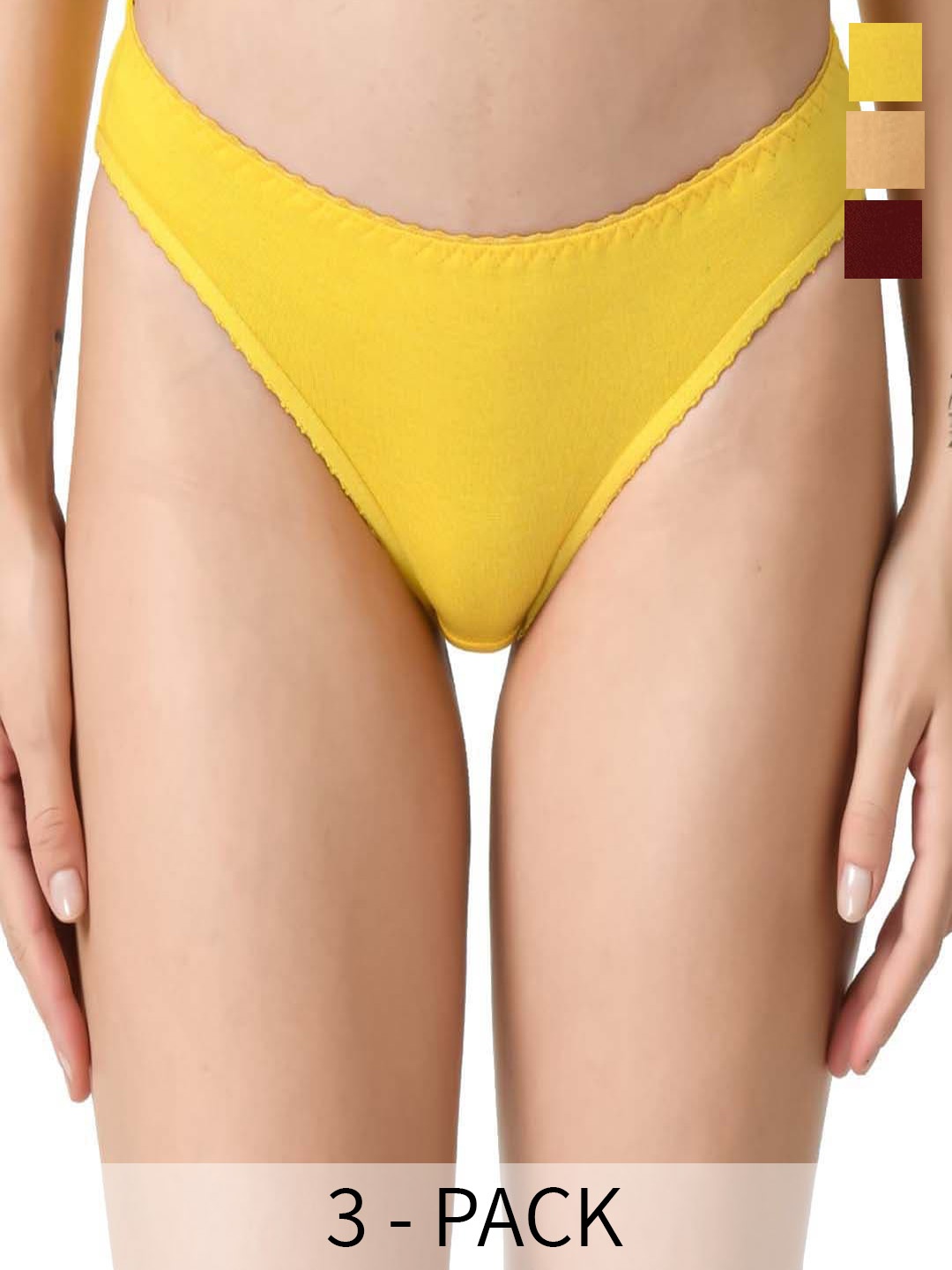 

Legit Affair Pack Of 3 Cotton Basic Briefs, Yellow