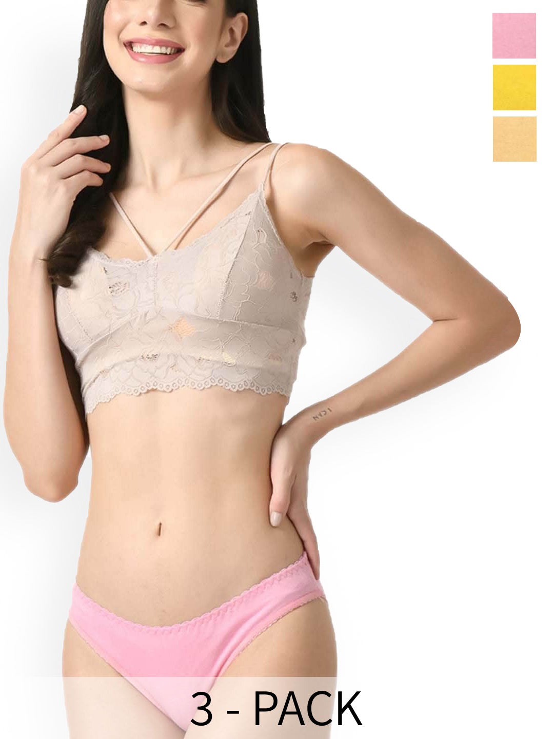 

Legit Affair Pack Of 3 Cotton Basic Briefs, Pink