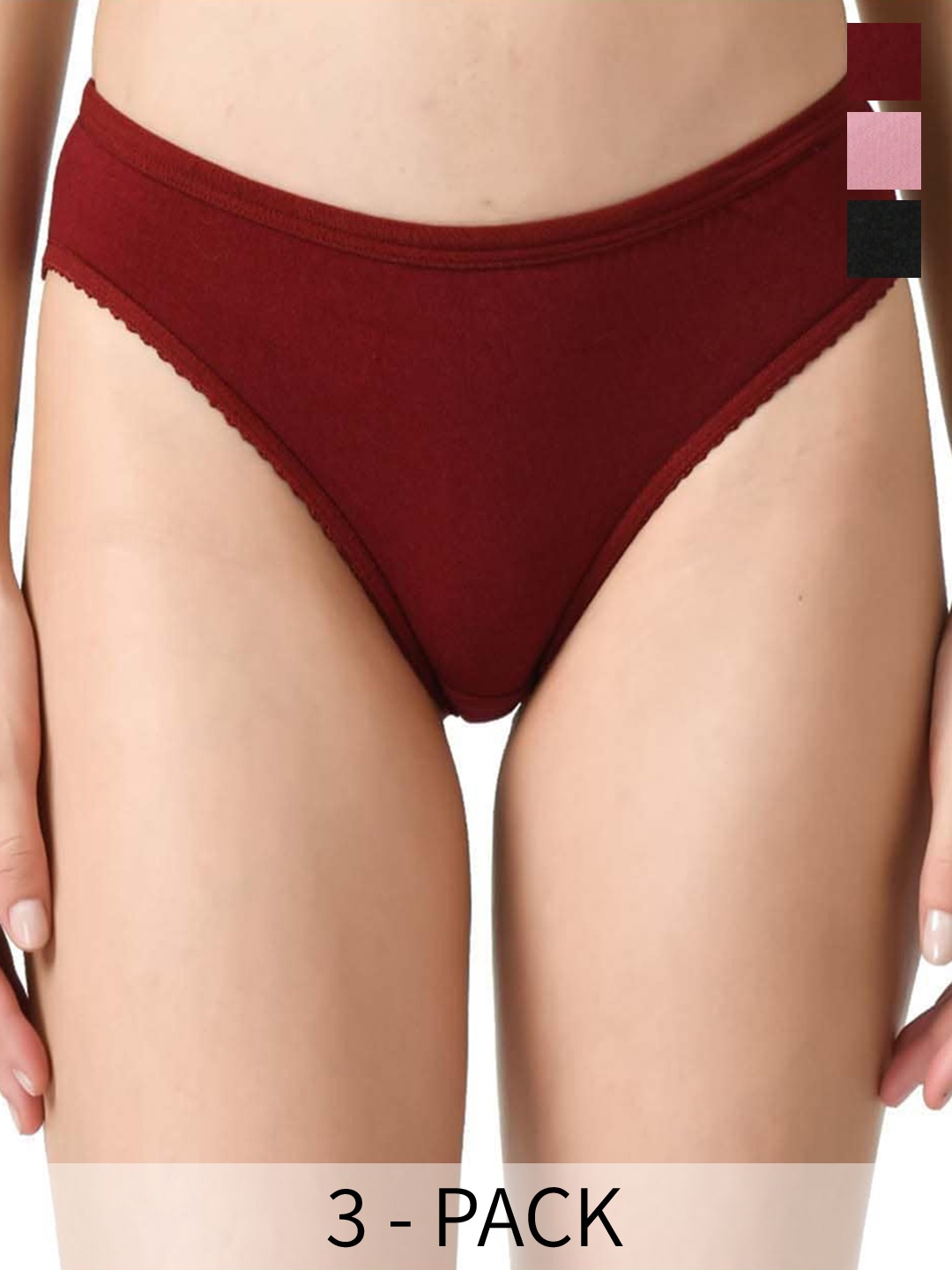

Legit Affair Pack Of 3 Cotton Basic Briefs, Maroon