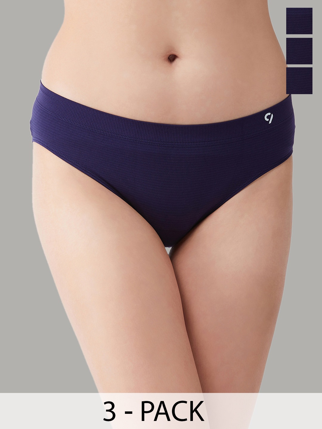 

C9 AIRWEAR Pack Of 3 Seamless Mid-Rise Basic Briefs, Navy blue
