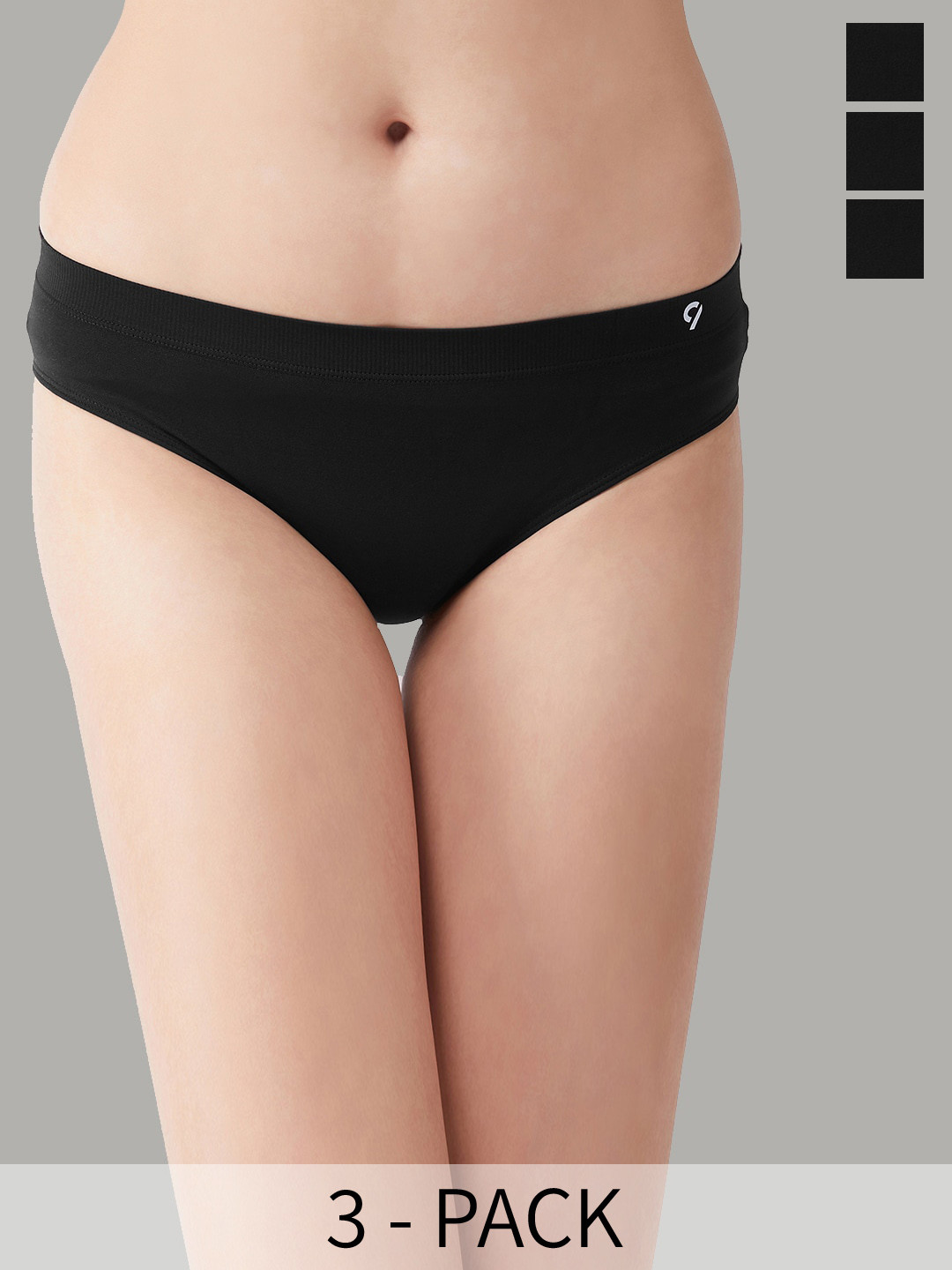 

C9 AIRWEAR Pack Of 3 Seamless Mid-Rise Basic Briefs, Black