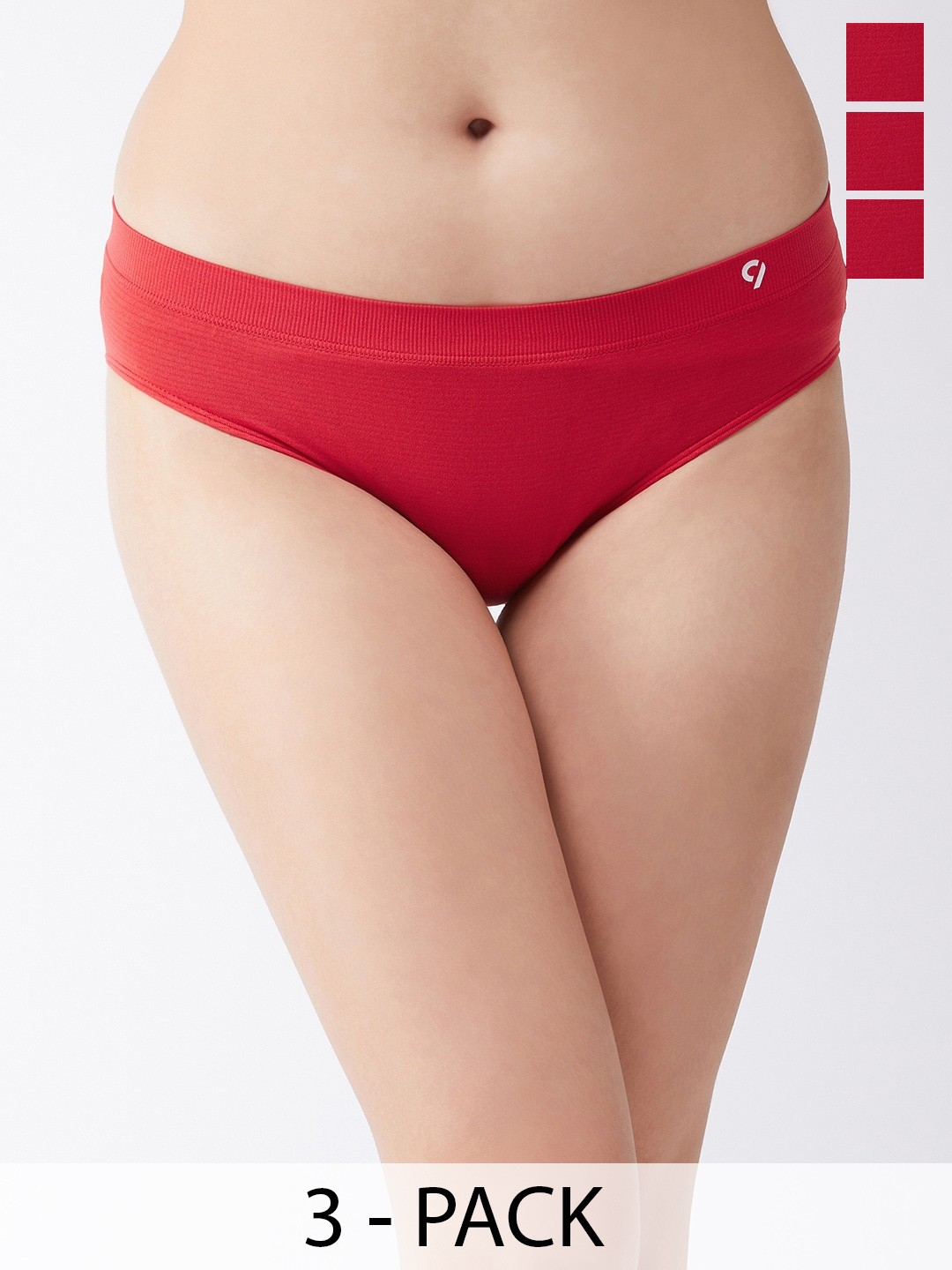 

C9 AIRWEAR Pack Of 3 Seamless Rapid Dry Mid-Rise Basic Briefs, Red