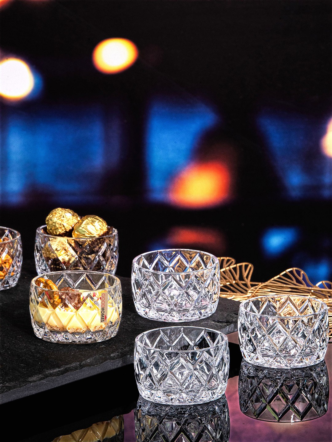 

GOODHOMES 6 Pieces Transparent Textured Glass Bowls