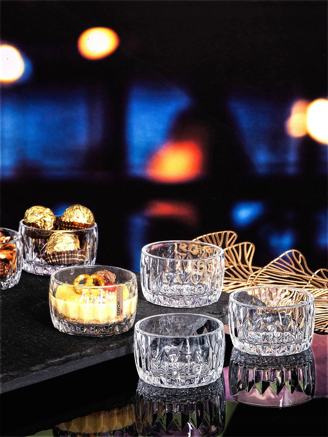 

GOODHOMES 6 Pieces Transparent Textured Glass Bowls