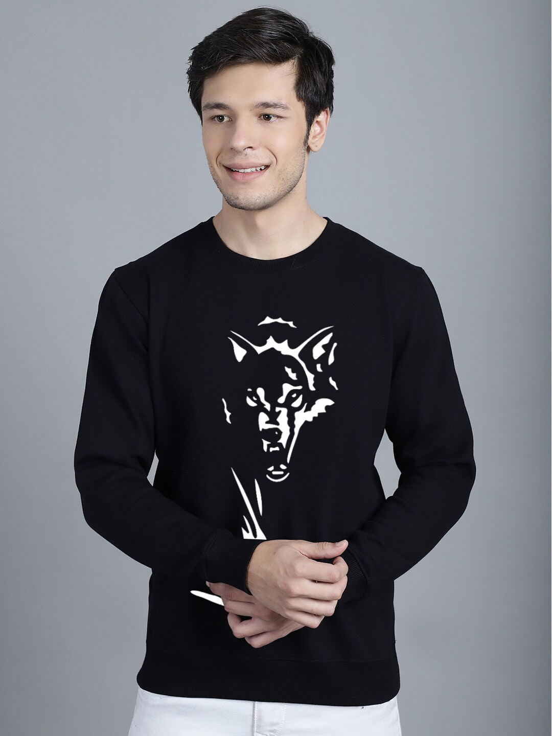 

Friskers Graphic Printed Fleece Pullover Sweatshirt, Black