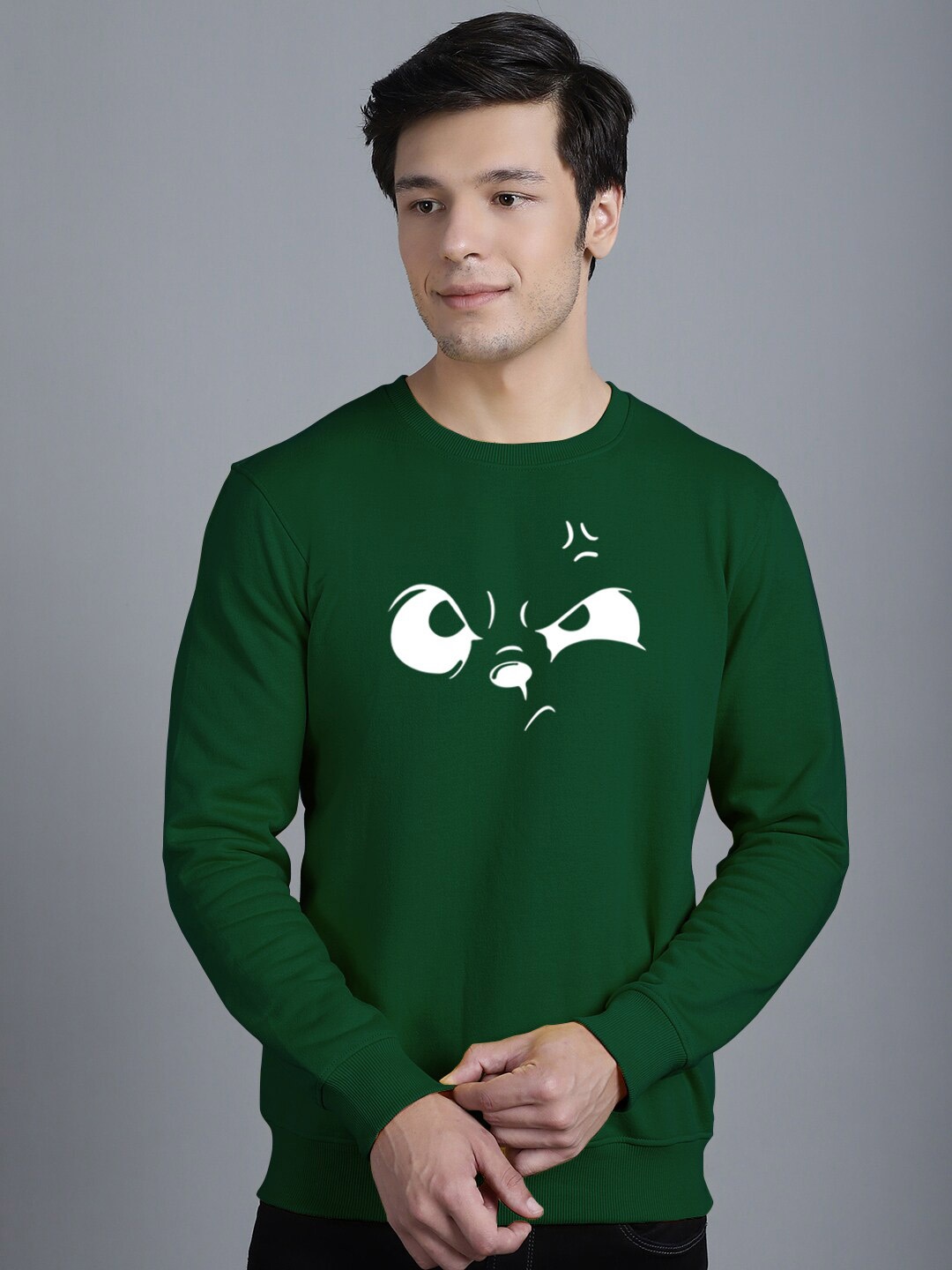 

Friskers Graphic Printed Fleece Pullover Sweatshirt, Green