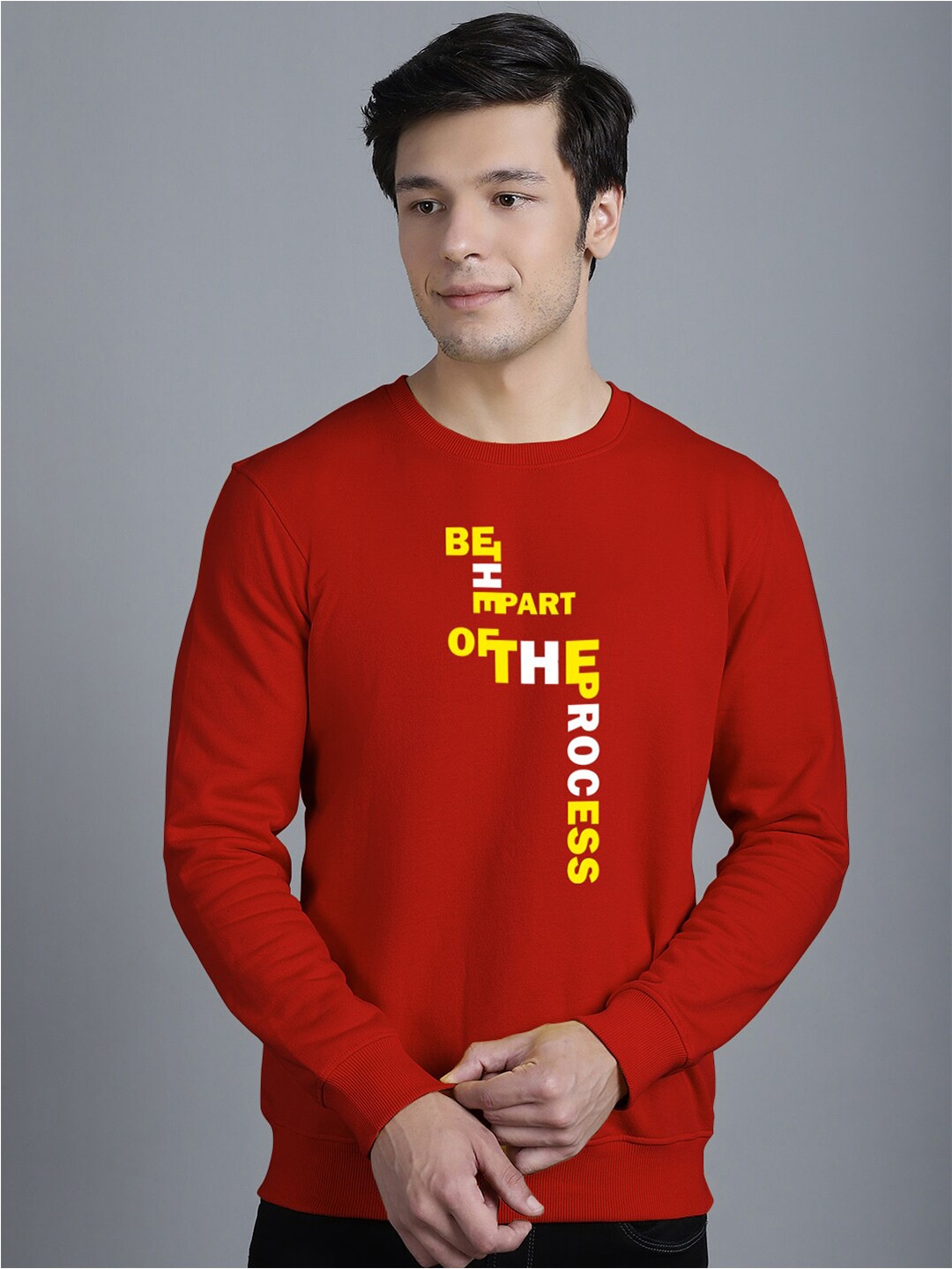 

Friskers Printed Long Sleeved Fleece Pullover Sweatshirt, Red