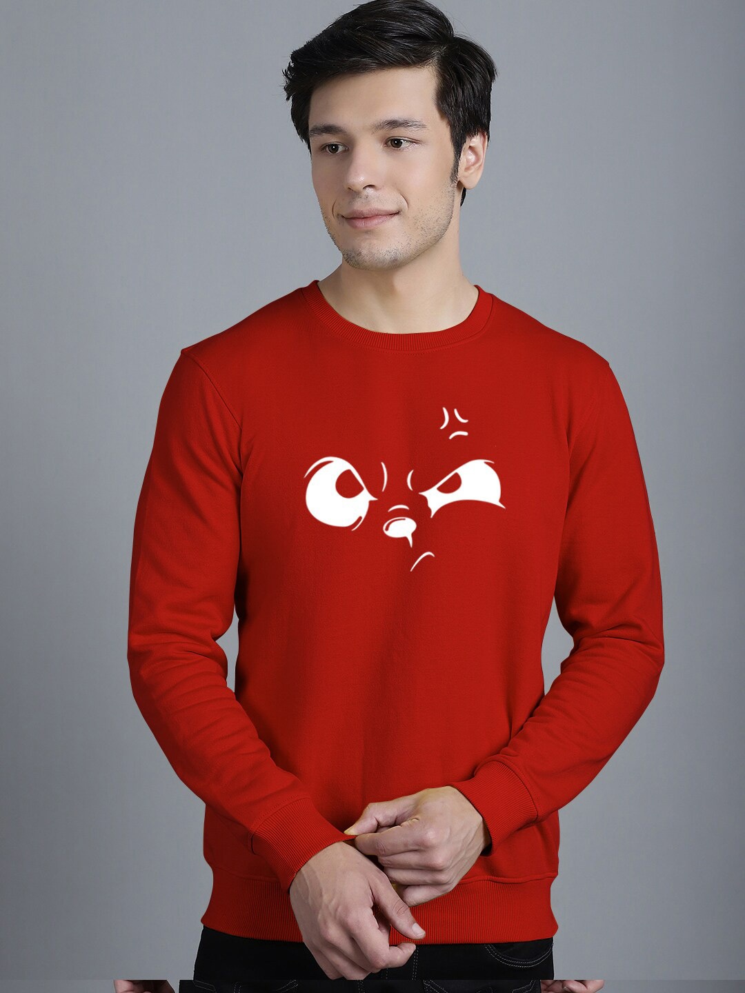 

Friskers Graphic Printed Round Neck Fleece Pullover, Red