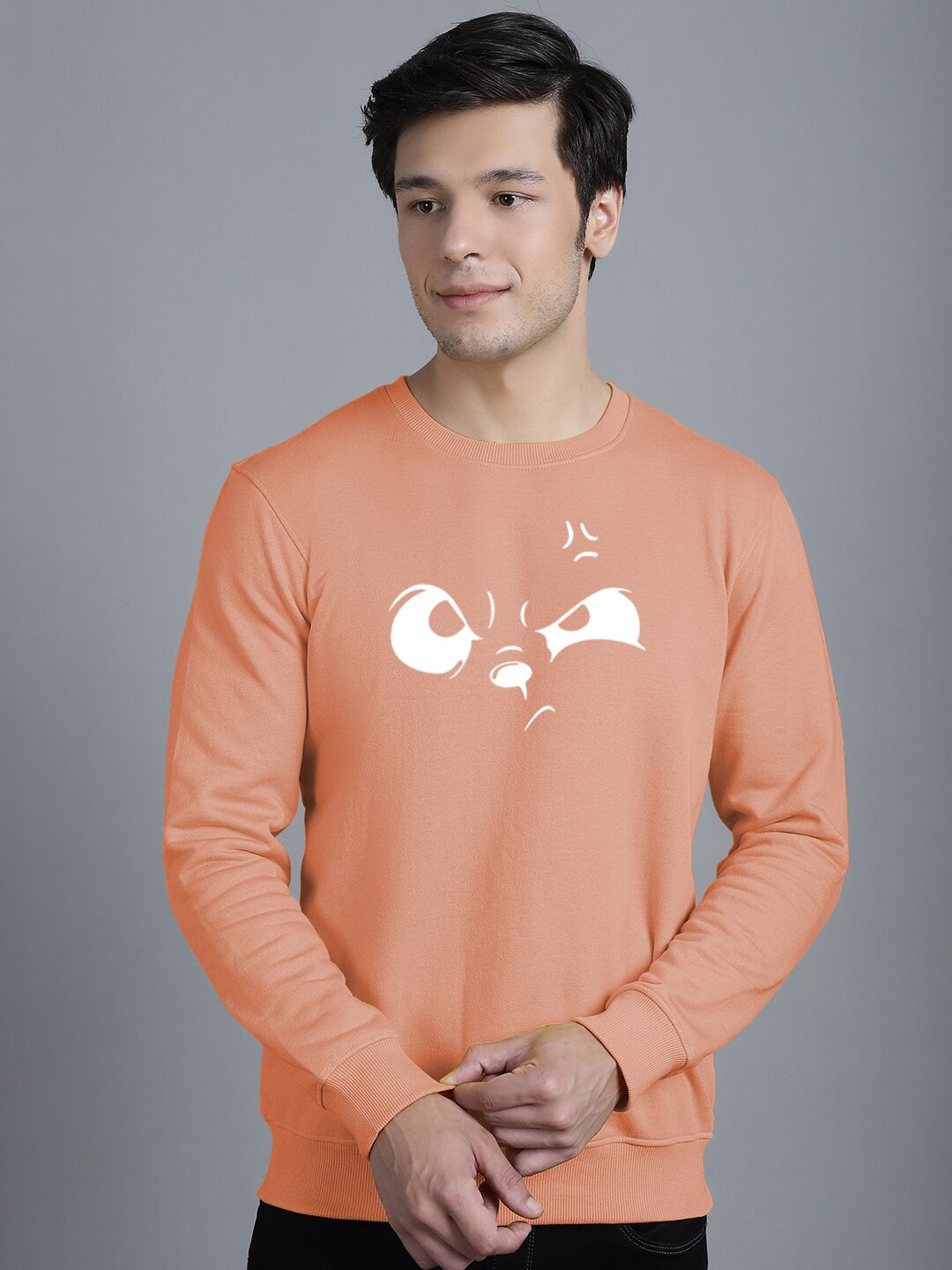 

Friskers Graphic Printed Fleece Pullover Sweatshirt, Coral