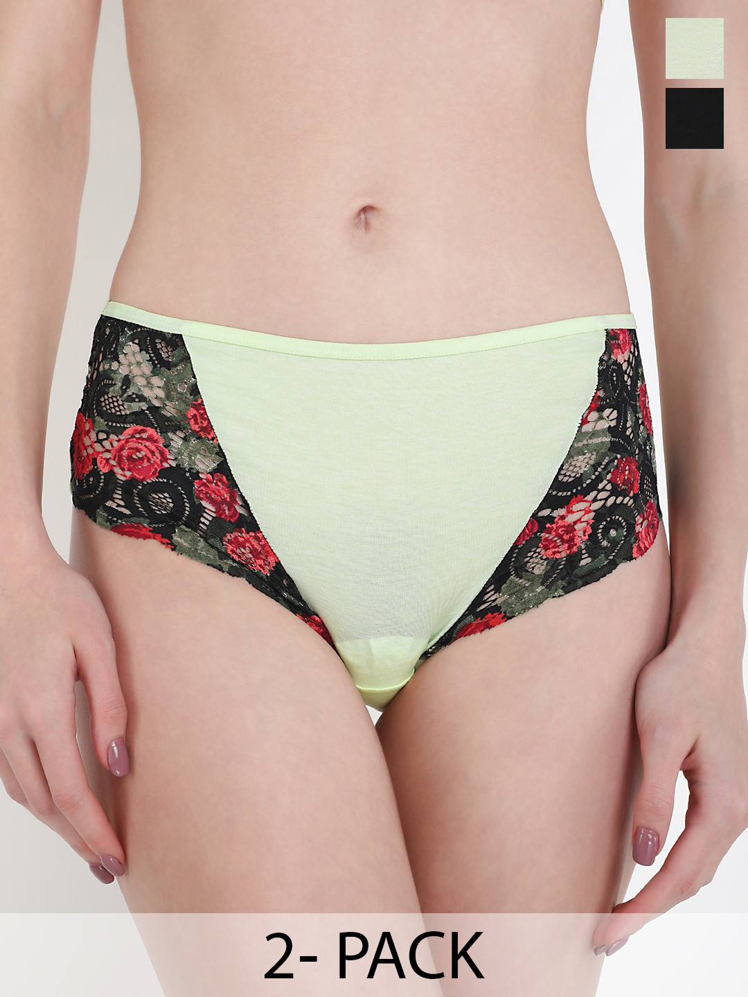 

LULU & SKY Printed Hipster Briefs SSPNC2-071-BLACK LT GREEN PRINT