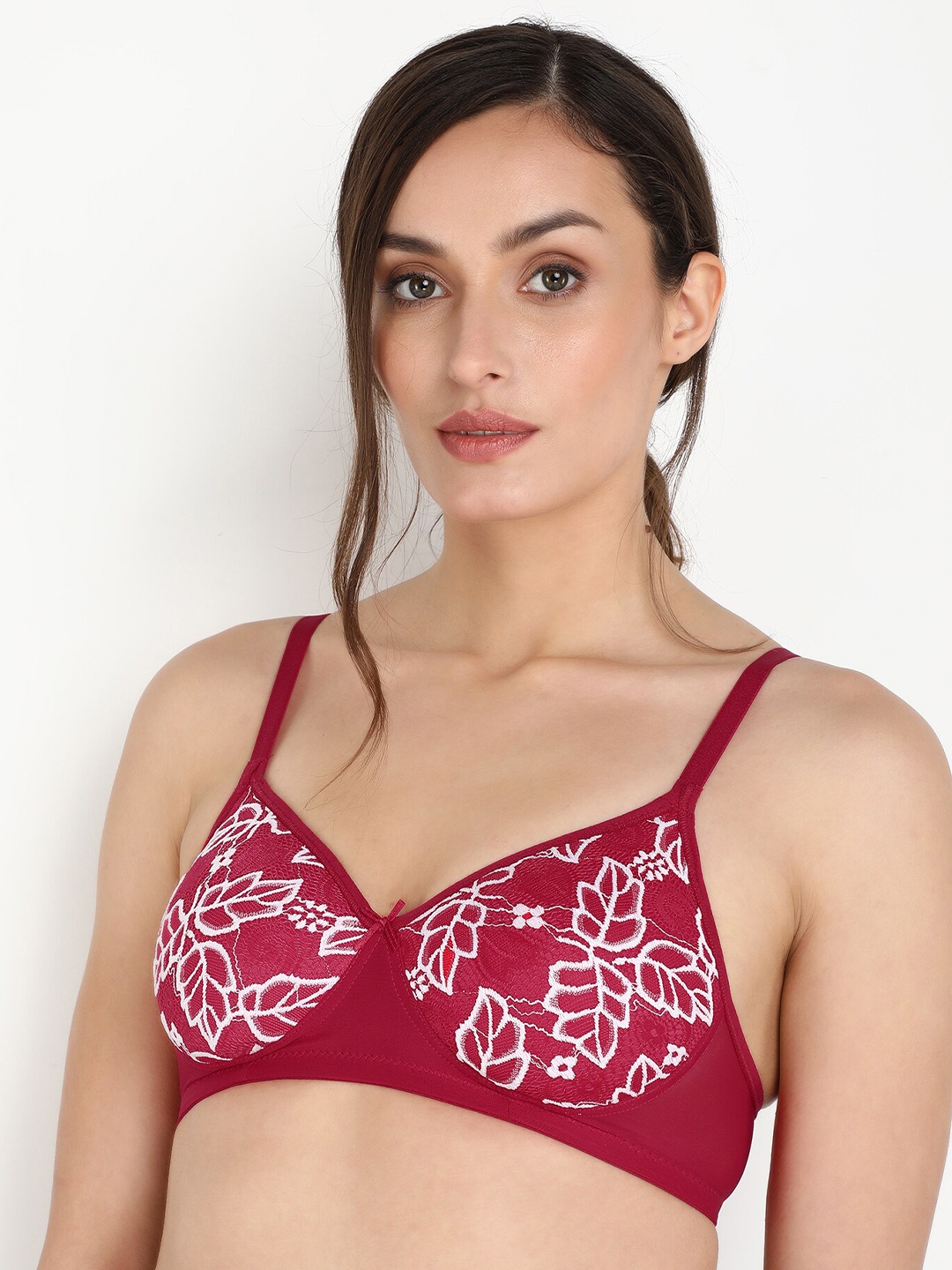 

LULU & SKY Floral Printed Medium Coverage Lightly Padded Bra with All Day Comfort, Pink