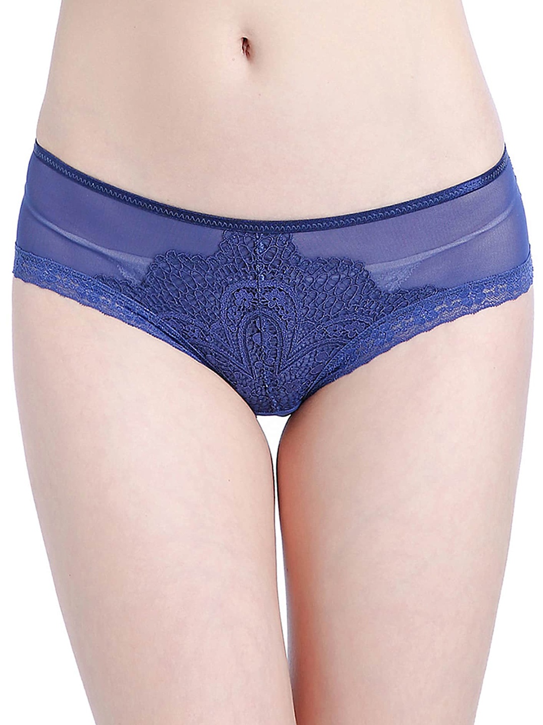 

LULU & SKY Low-Rise Self Designed Pure Cotton Bikini Briefs, Blue