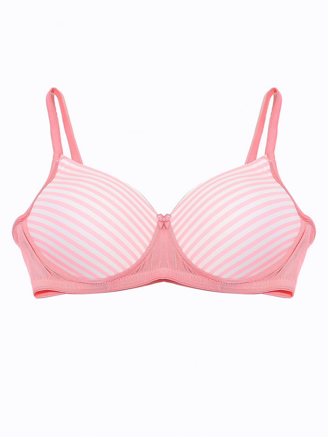 

LULU & SKY Striped Medium Coverage Lightly Padded T-shirt Bra with All Day Comfort, Pink