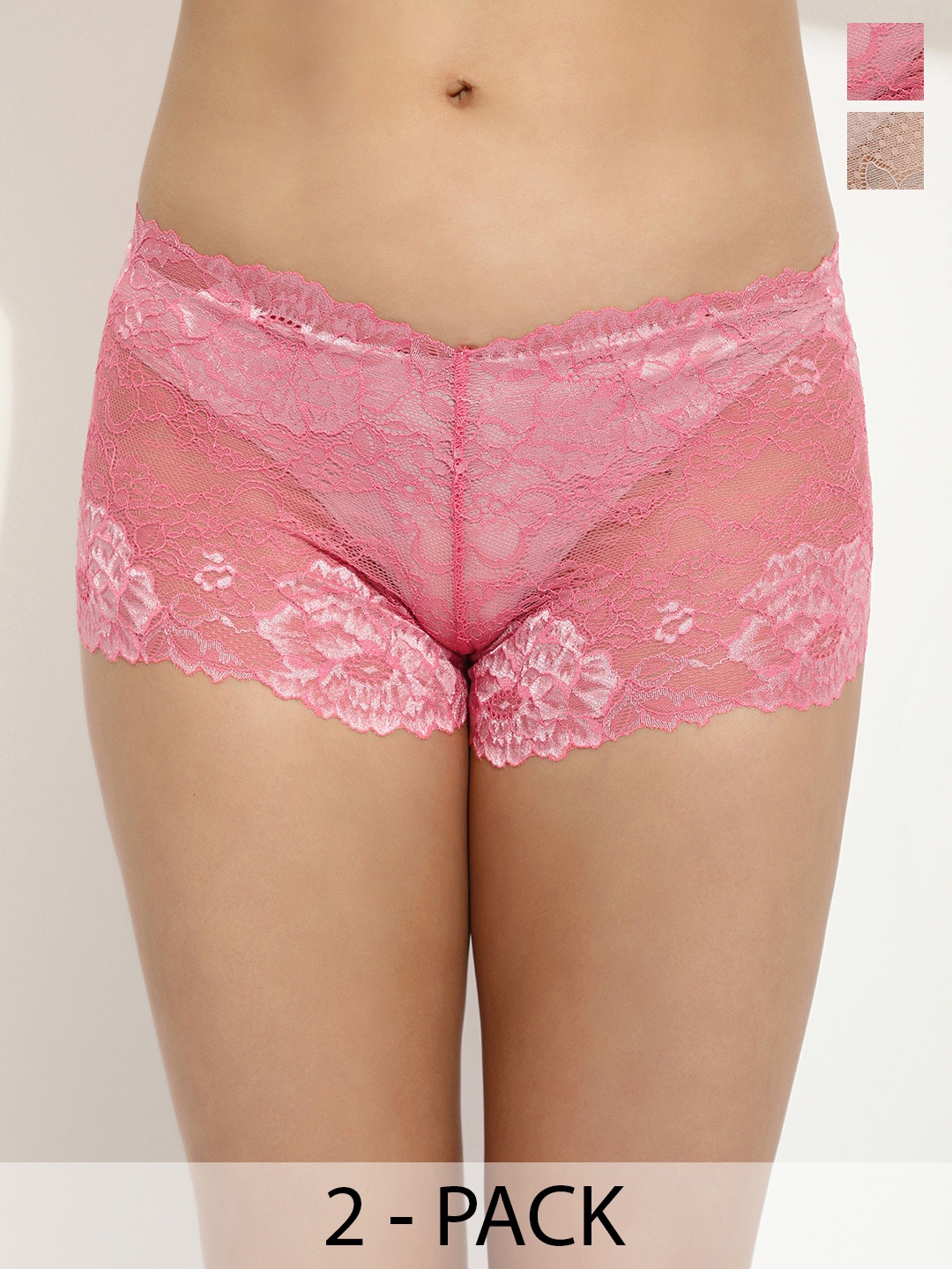 

LULU & SKY Pack Of 2 Self Design Boy Short Briefs, Pink