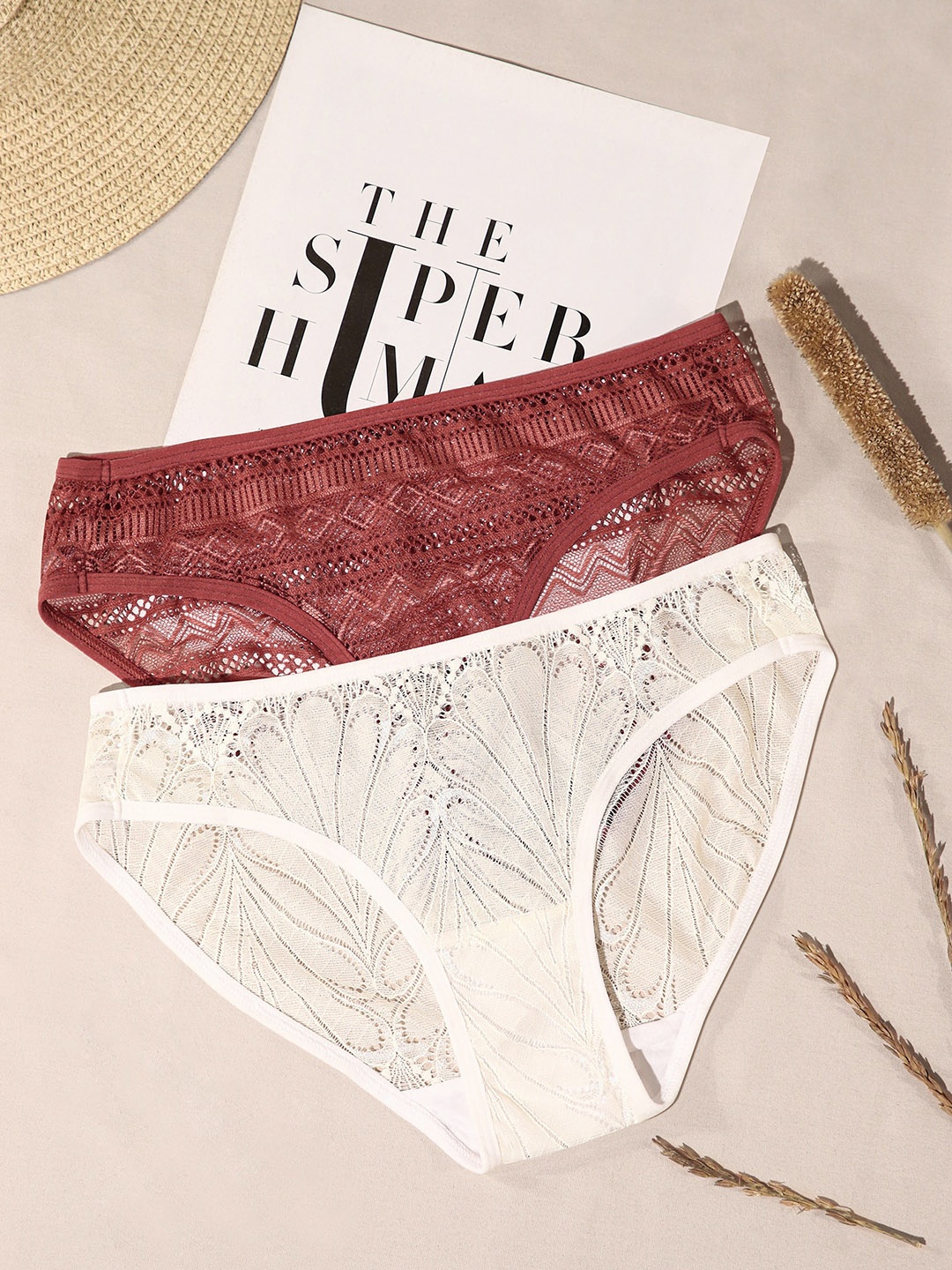 

LULU & SKY Pack Of 2 Self Design Hipster Briefs, Red