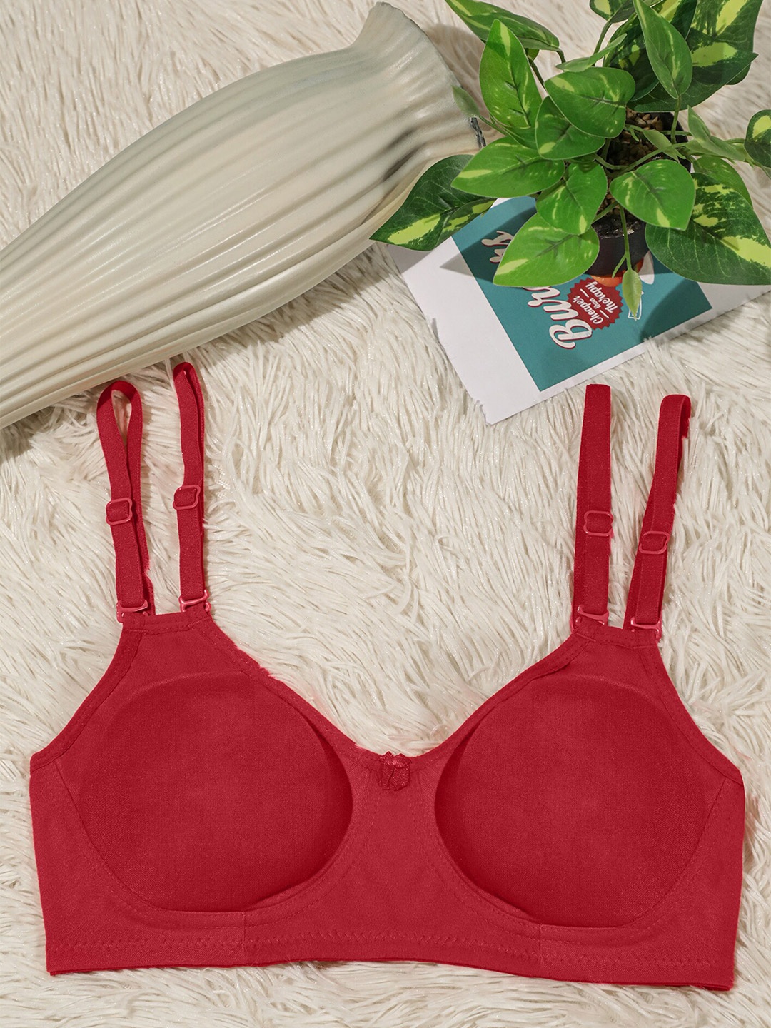 

LULU & SKY Medium Coverage Non Padded Non Wired Everyday Bra With All Day Comfort, Red