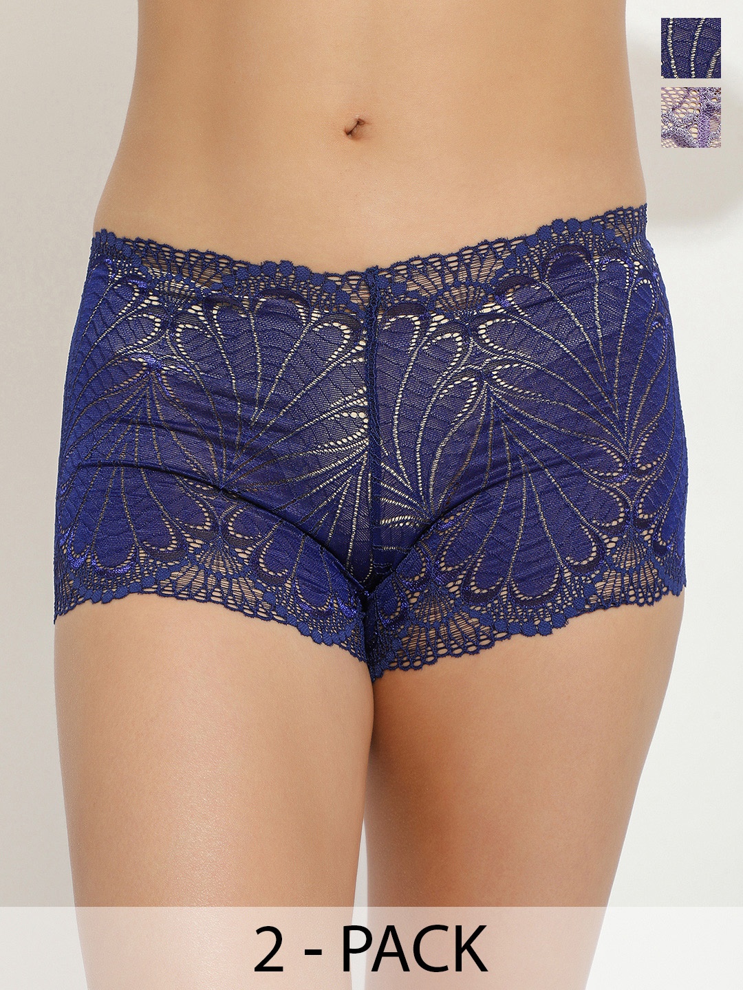 

LULU & SKY Pack of 2 Self Design Boy Shorts Briefs, Blue