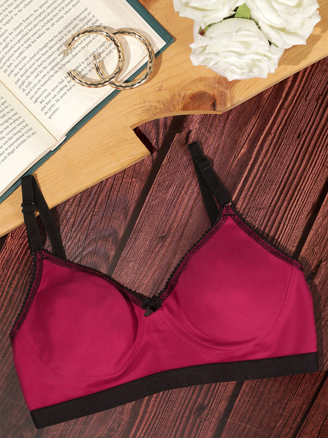 

LULU & SKY Medium Coverage Non Padded Non Wired Everyday Bra With All Day Comfort, Pink