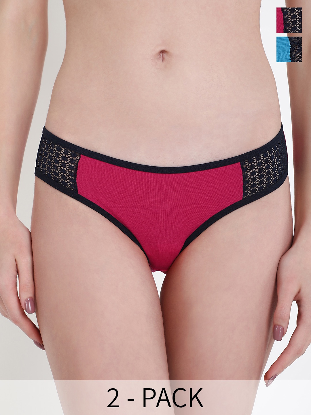 

LULU & SKY Pack Of 2 Self Design Bikini, Red