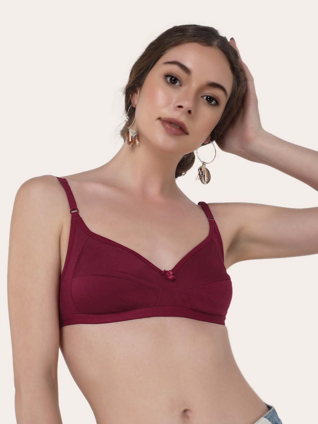 

LULU & SKY Non Padded Everyday Bra - Medium Coverage, Maroon