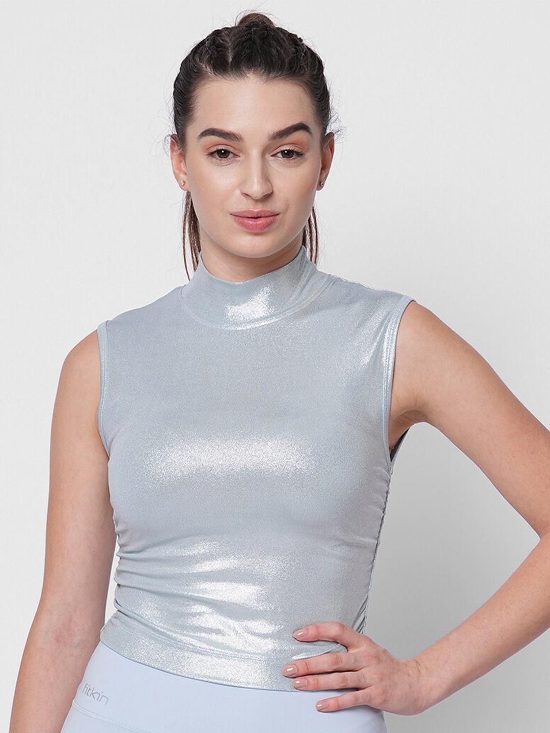 

Fitkin High Neck Fitted Top, Blue