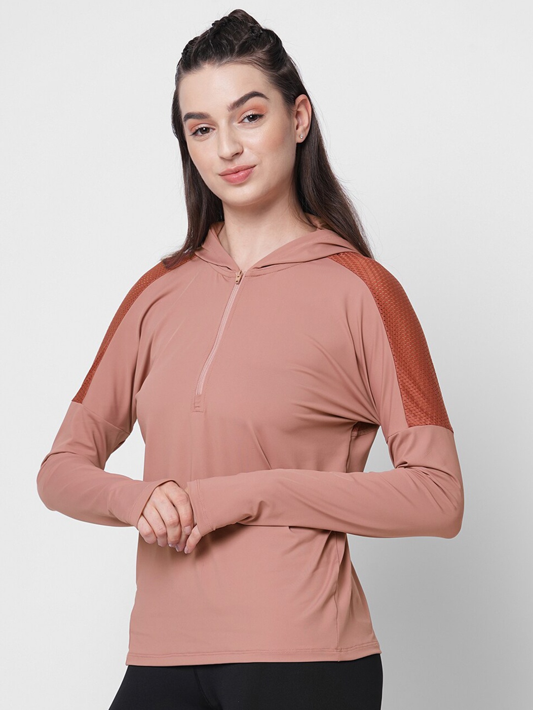 

Fitkin Extended Sleeves Hooded Top, Mauve