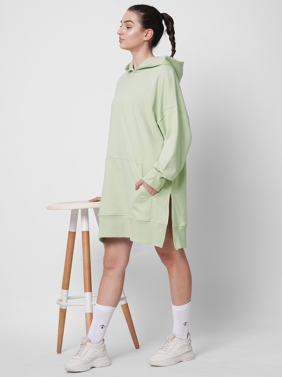 

Fitkin Hooded Oversized T-shirt Dress, Green