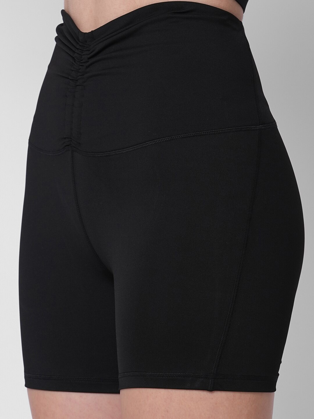 Fitkin Women High-Rise Ruched Sports Shorts, Black