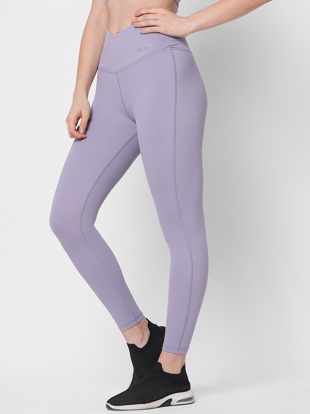 

Fitkin Women High-Rise Anti Odour Ankle Length Tights, Lavender