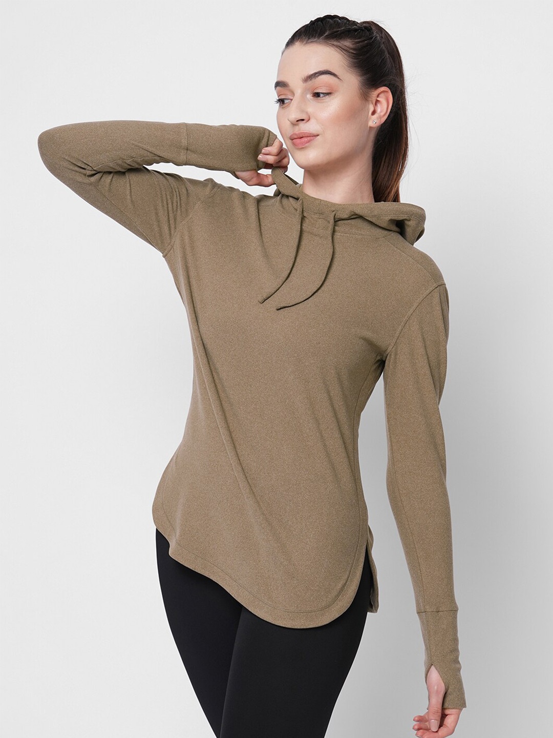 

Fitkin Hooded Long Sleeves Sports Top, Brown