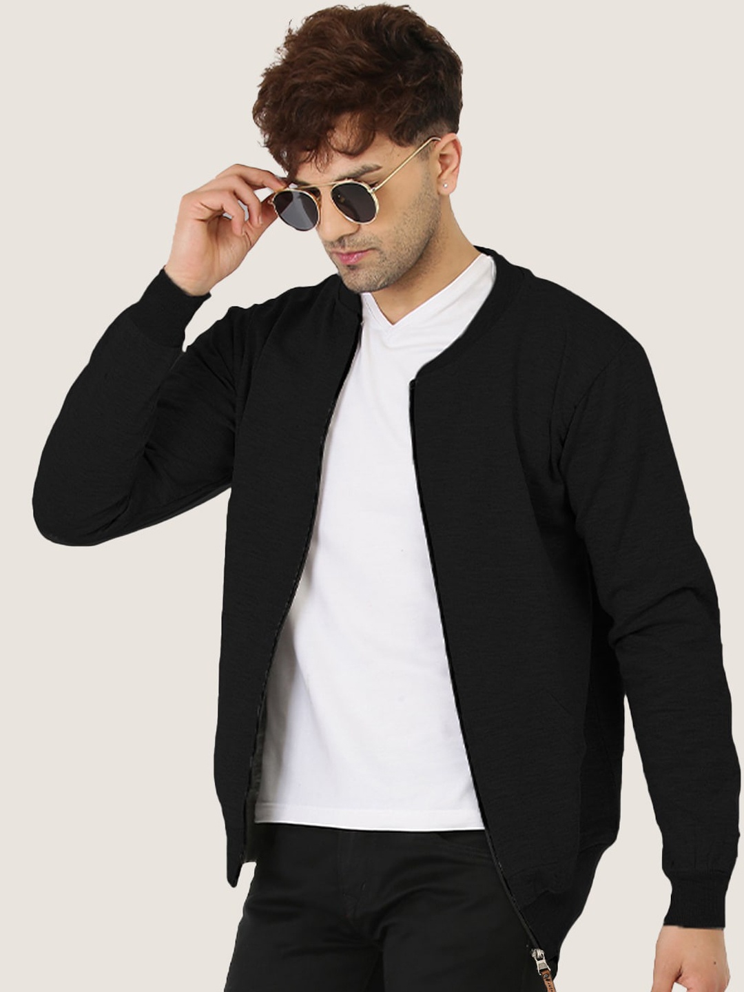 

Leotude Long Sleeves Fleece Bomber Jacket, Black