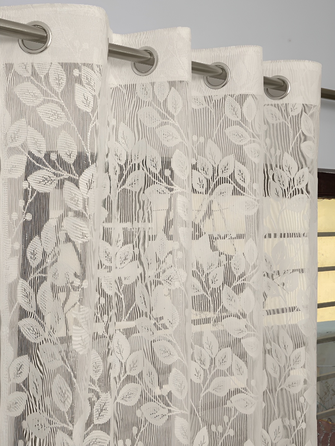 

fabrilia Cream 2 Pieces Floral Sheer Eyelet Window Curtain