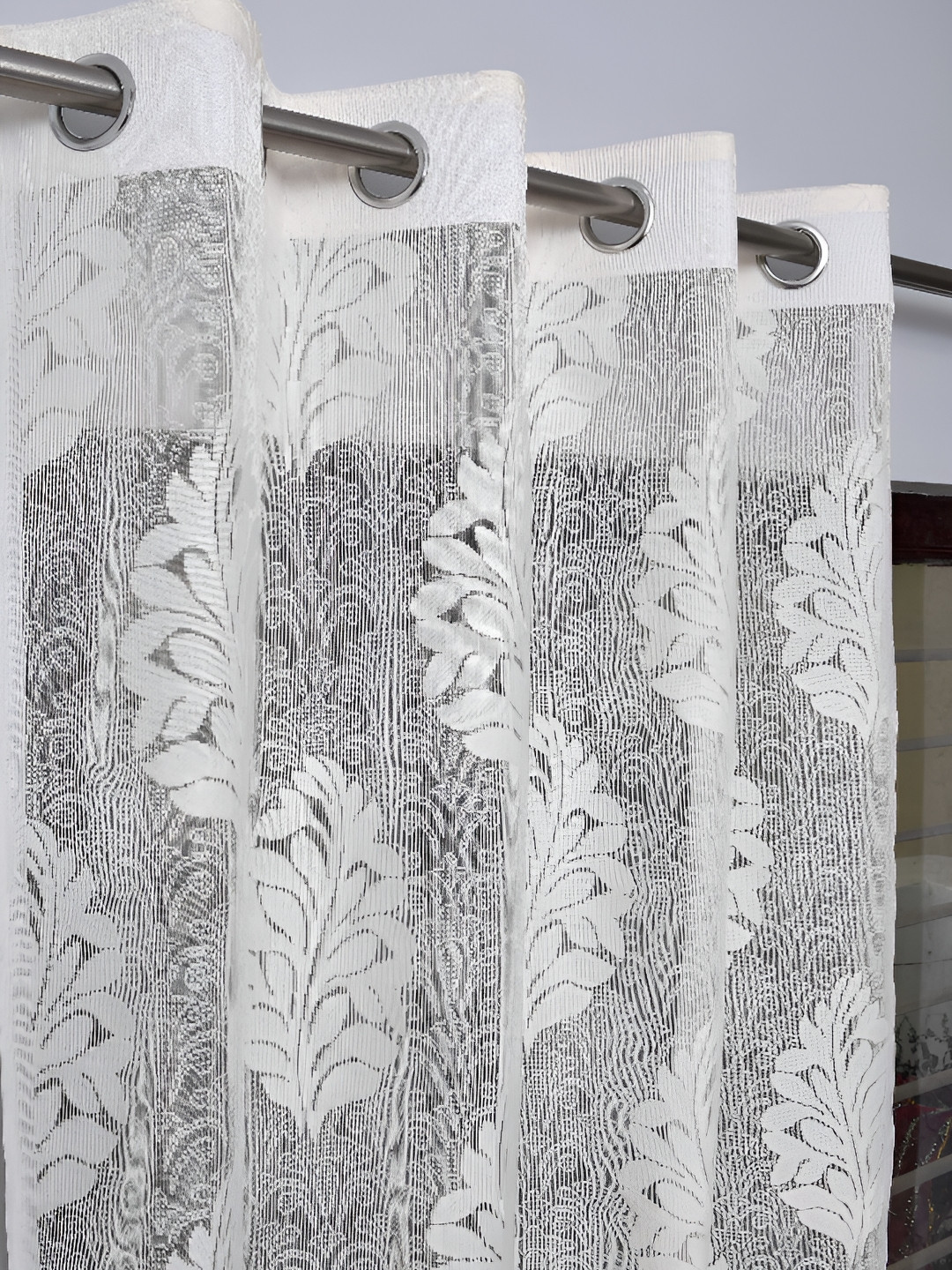 

fabrilia White 2 Pieces Floral Sheer Eyelet Door Curtain