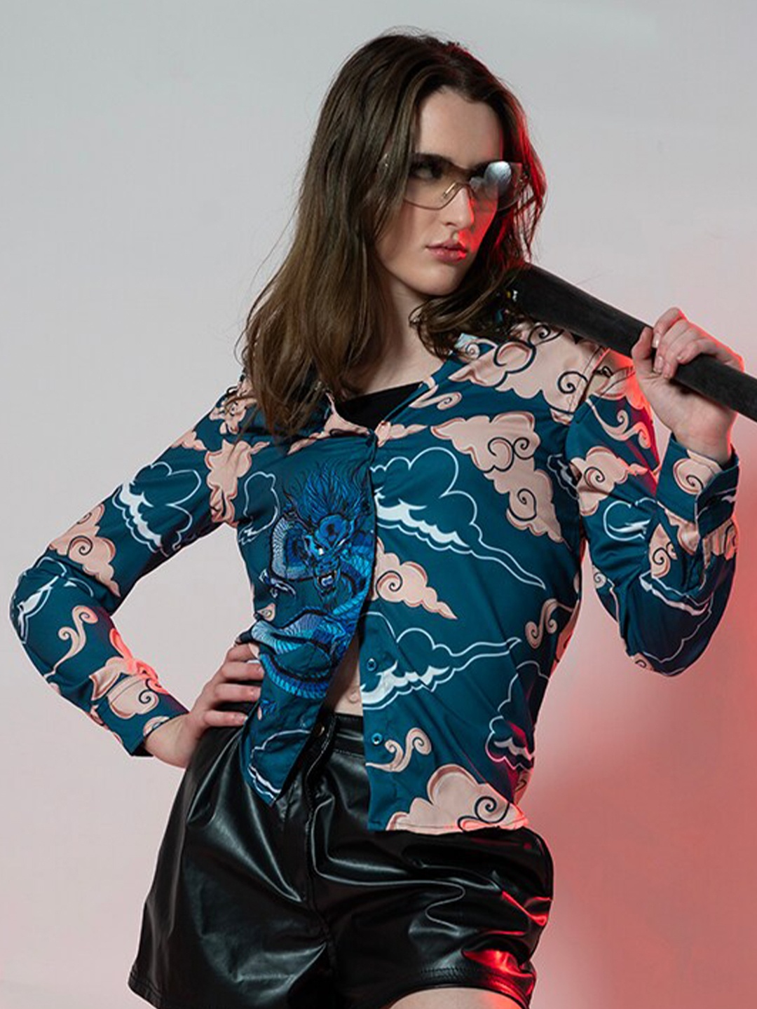

Stylecast X Hersheinbox Conversational Print Casual Shirt, Teal