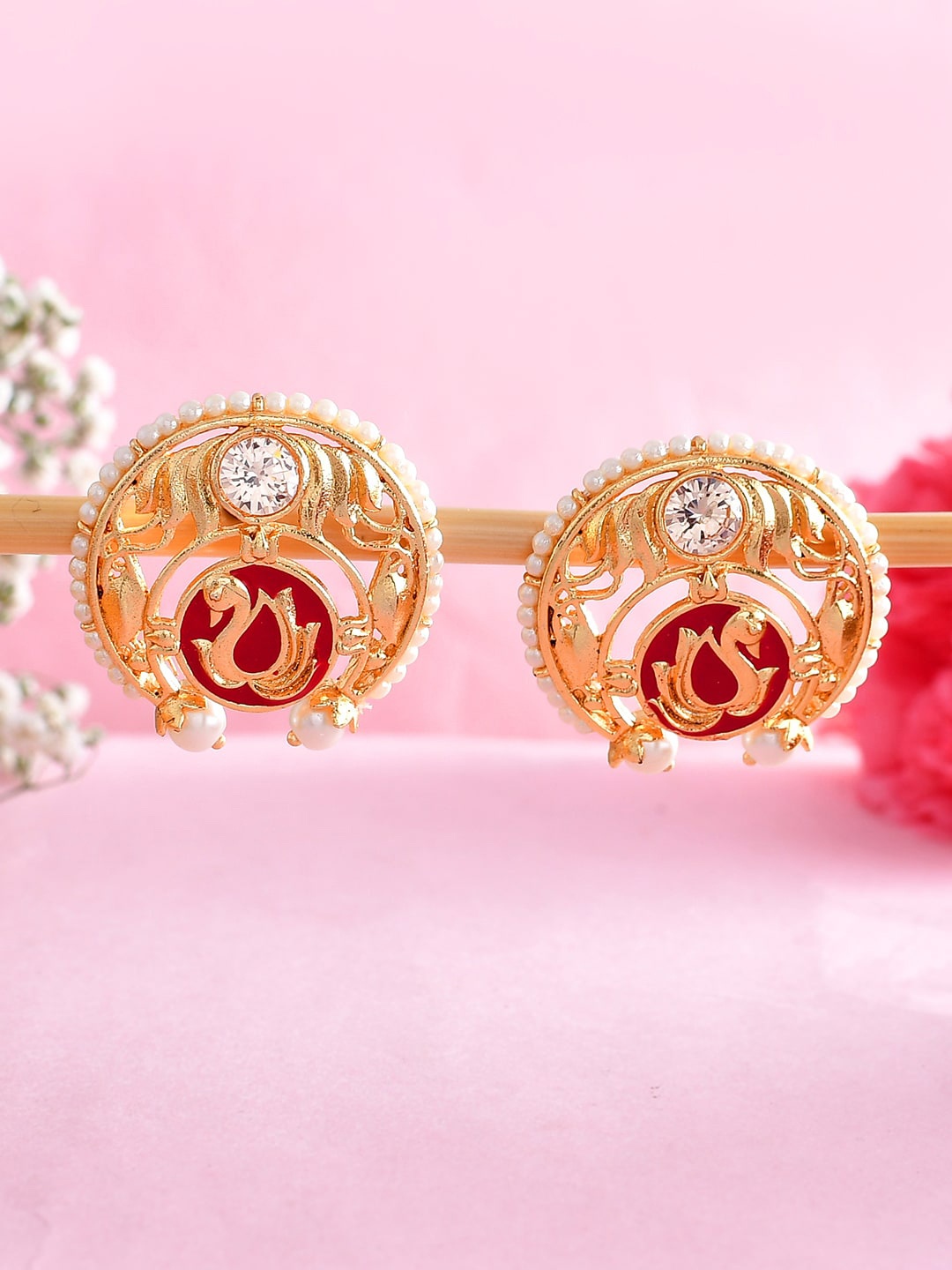 

Voylla Gold-Plated Artificial Beads Studs Earrings