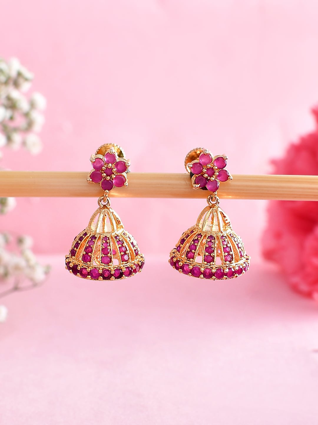 

Voylla Gold-Plated Cubic Zirconia Studded Jhumka