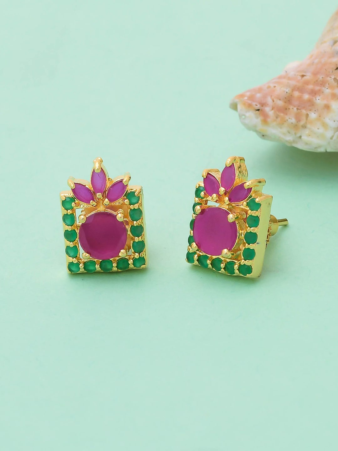 

Voylla Gold-Plated Cubic Zirconia Studs Earrings