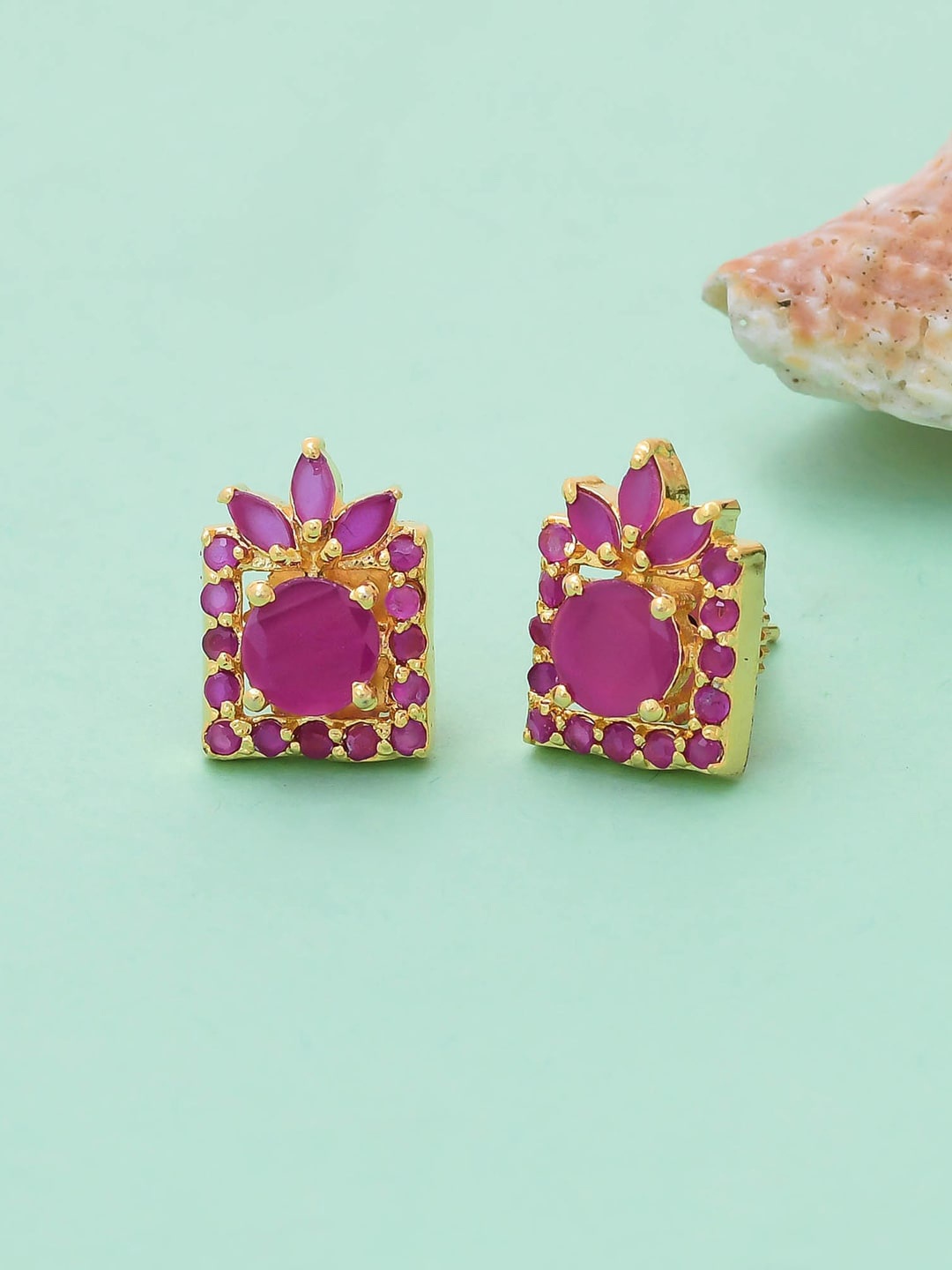 

Voylla Gold-Plated Cubic Zirconia Studded Contemporary Drop Earrings