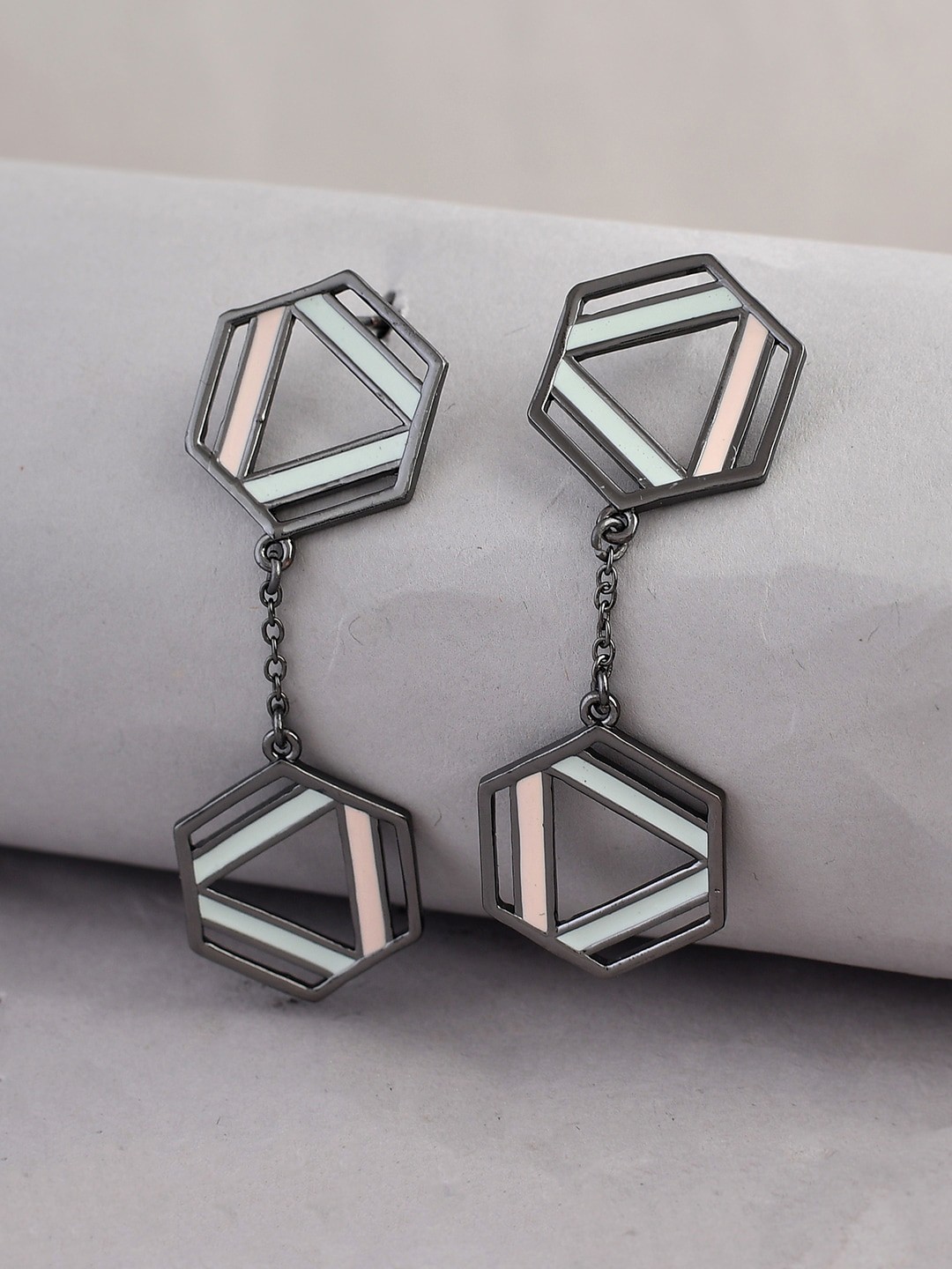 

Voylla Rhodium-Plated Drop Earrings, Silver