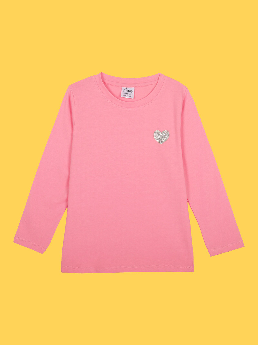 

Anthrilo Girls Long Sleeves Comfort Fit Cotton T-shirt, Peach