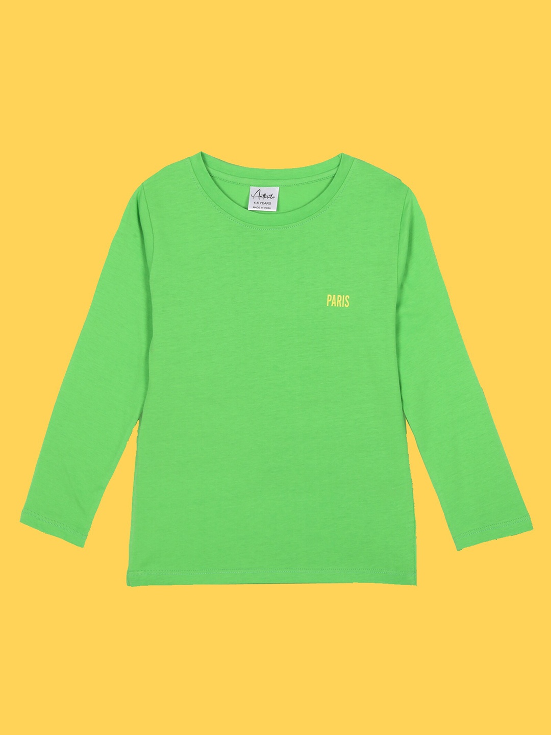 

Anthrilo Girls Long Sleeves Comfort Fit Cotton T-shirt, Green