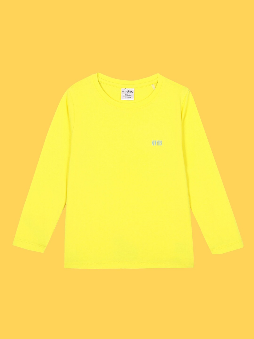 

Anthrilo Girls Long Sleeves Comfort Fit Cotton T-shirt, Yellow