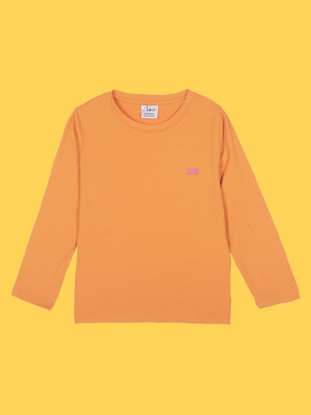 

Anthrilo Girls Round Neck Long Sleeves T-shirt, Mustard
