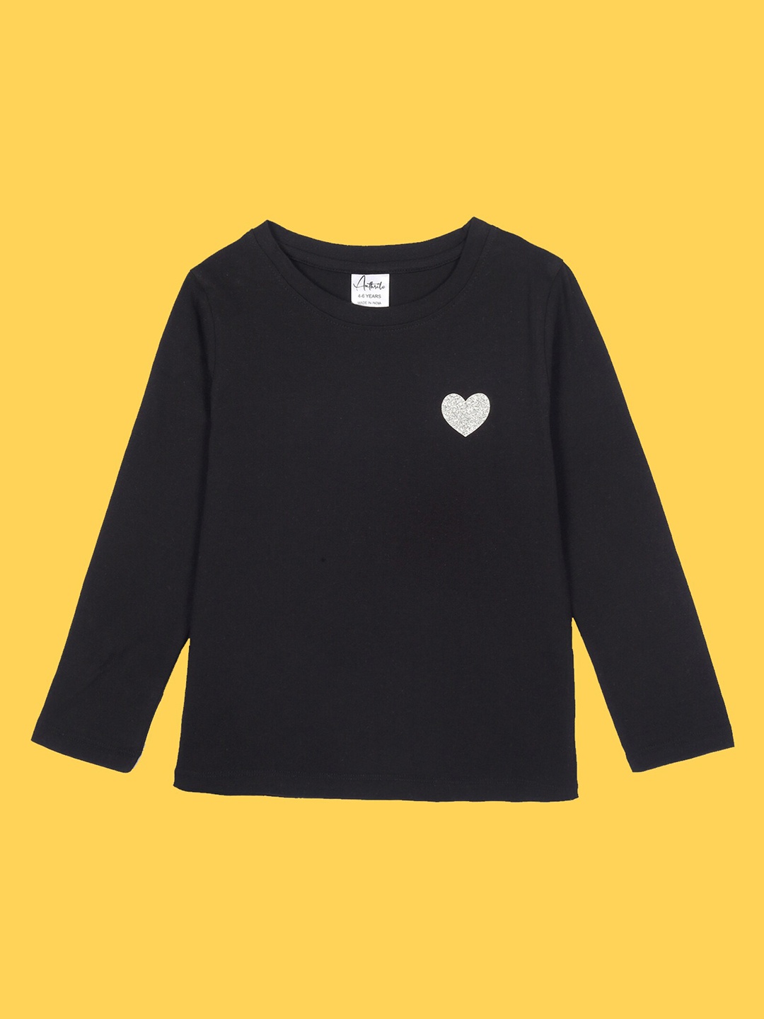 

Anthrilo Girls Round Neck Long Sleeves T-shirt, Black