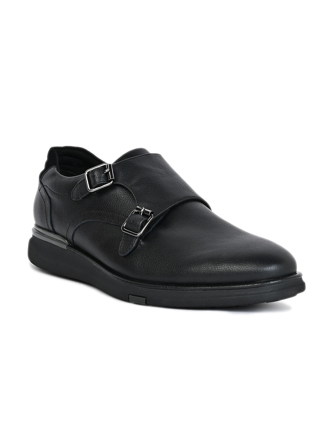 

ALDO Men Comfort Insole Leather Double Strap Monks, Black