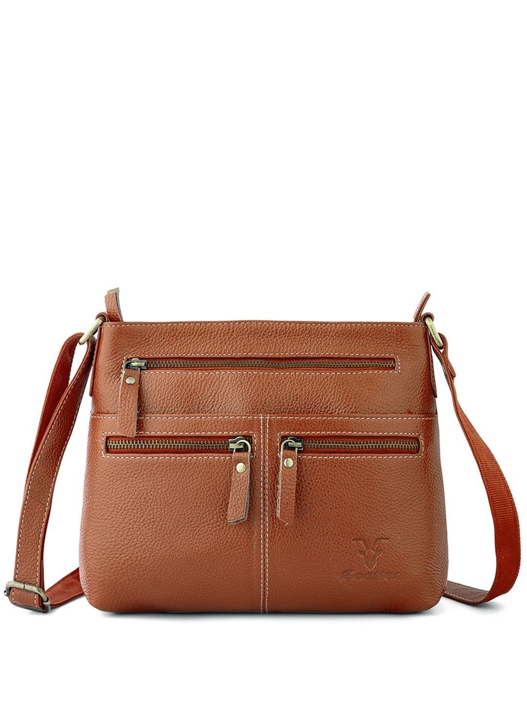 

Goatter Textured Leather Sling Bag, Brown