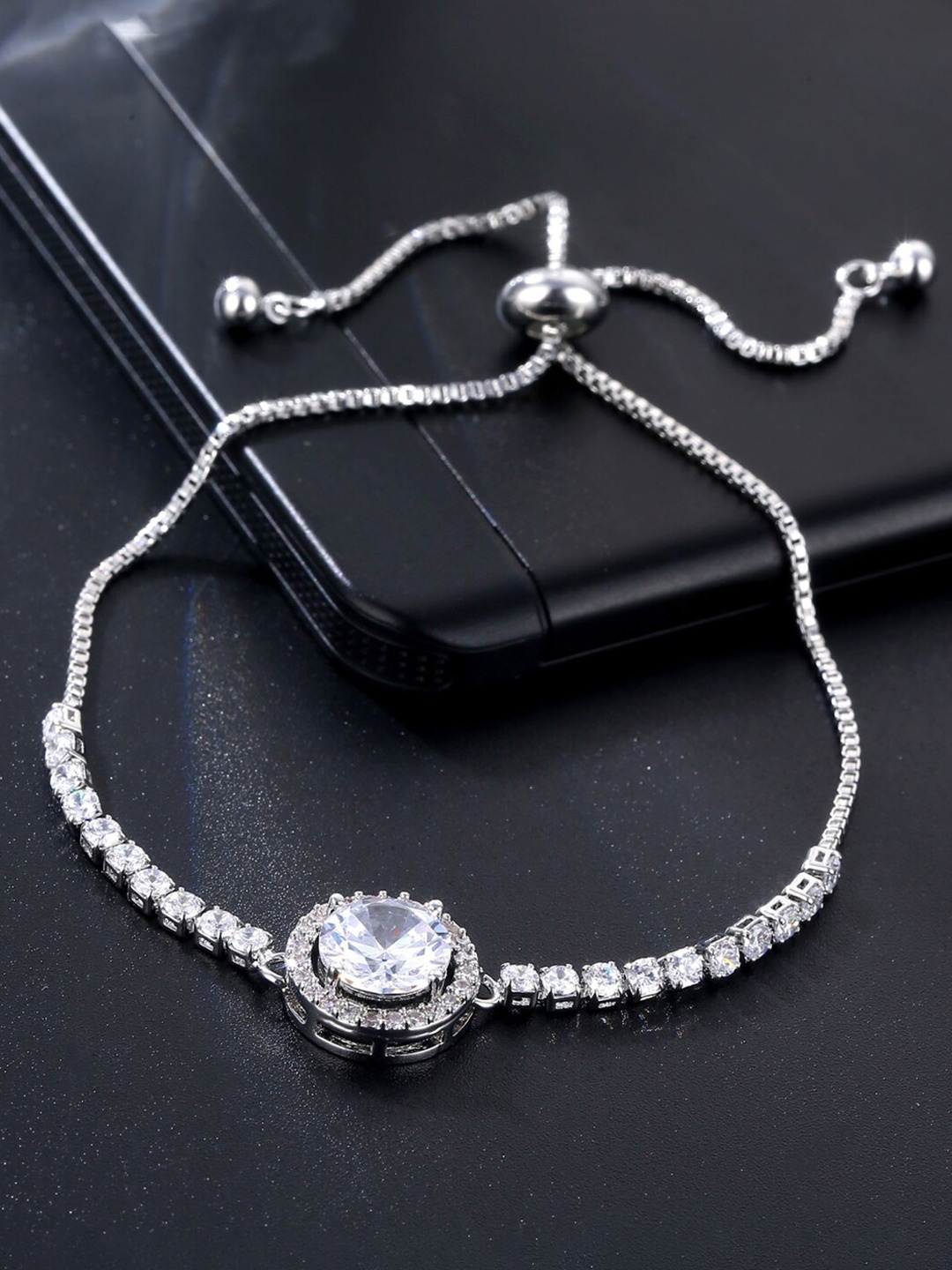 

Designs & You Silver-Plated Cubic Zirconia-Studded Wraparound Bracelet