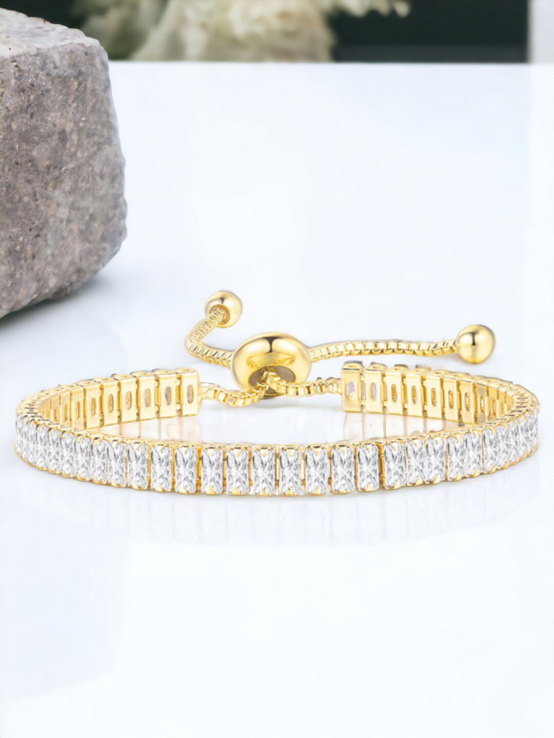 

Designs & You Gold-Plated Cubic Zirconia-Studded Wraparound Bracelet