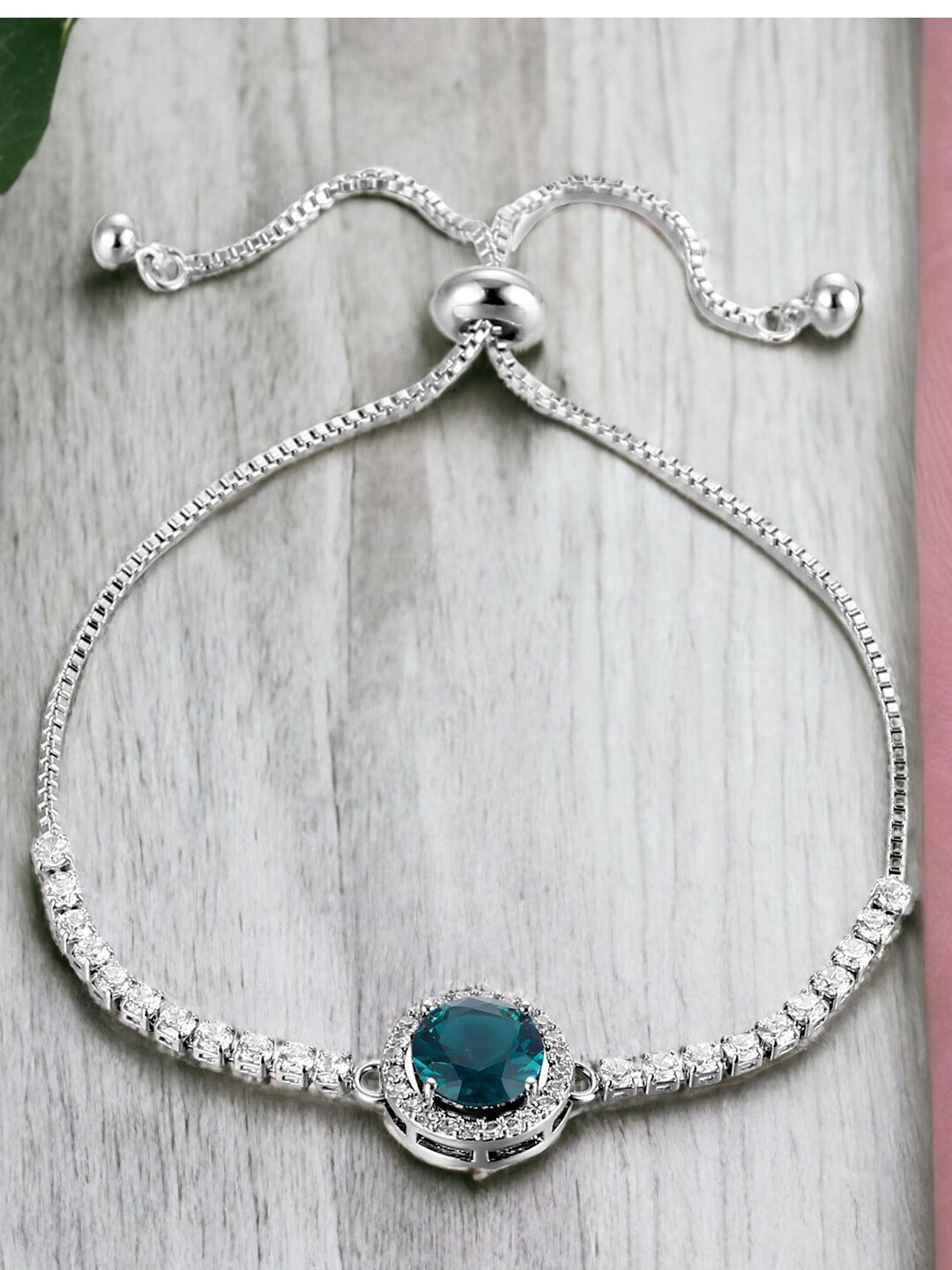 

Designs & You Silver-Plated Cubic Zirconia-Studded Wraparound Bracelet